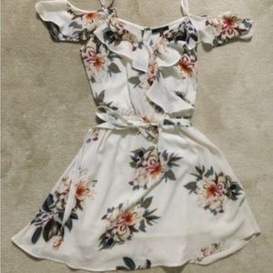 Floral cold shoulder dress